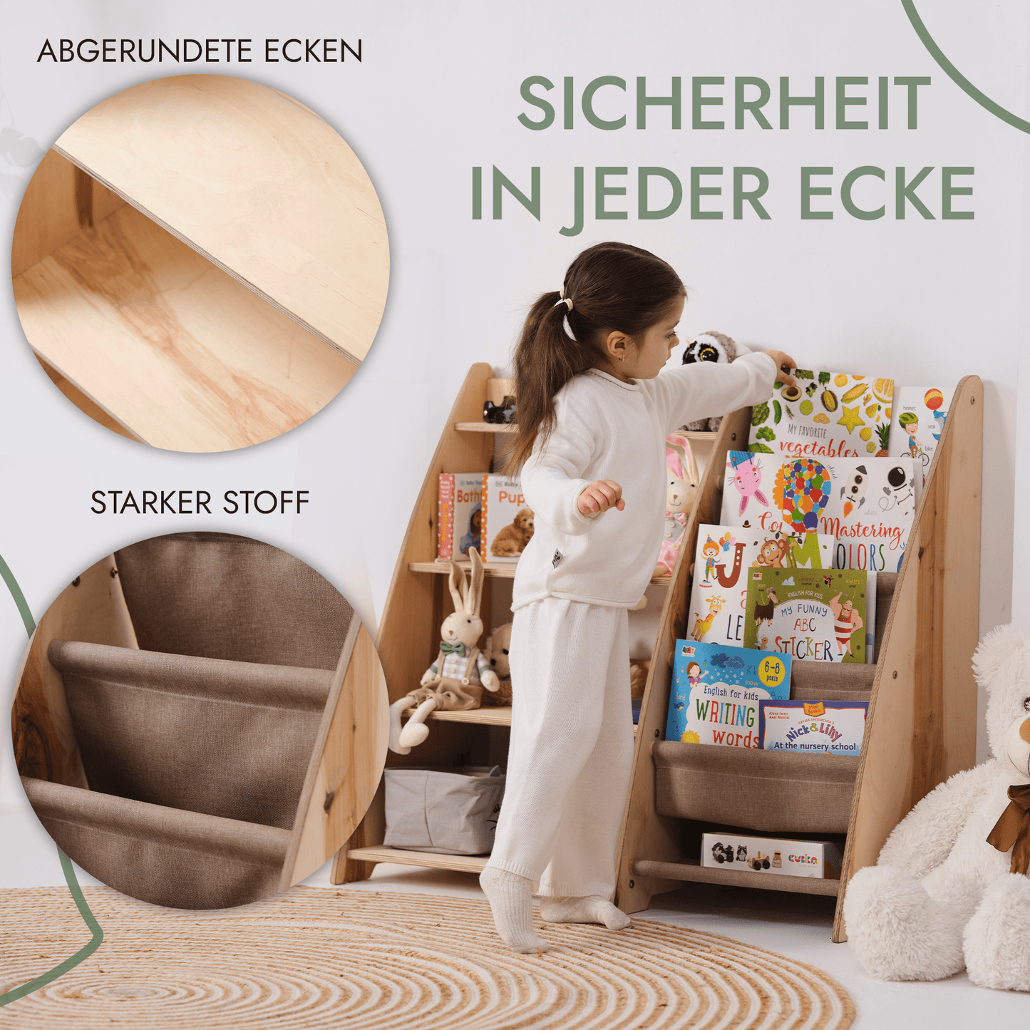 Montessori-Regal 2in1 für Kleinkinder – Bücher & Spielzeug