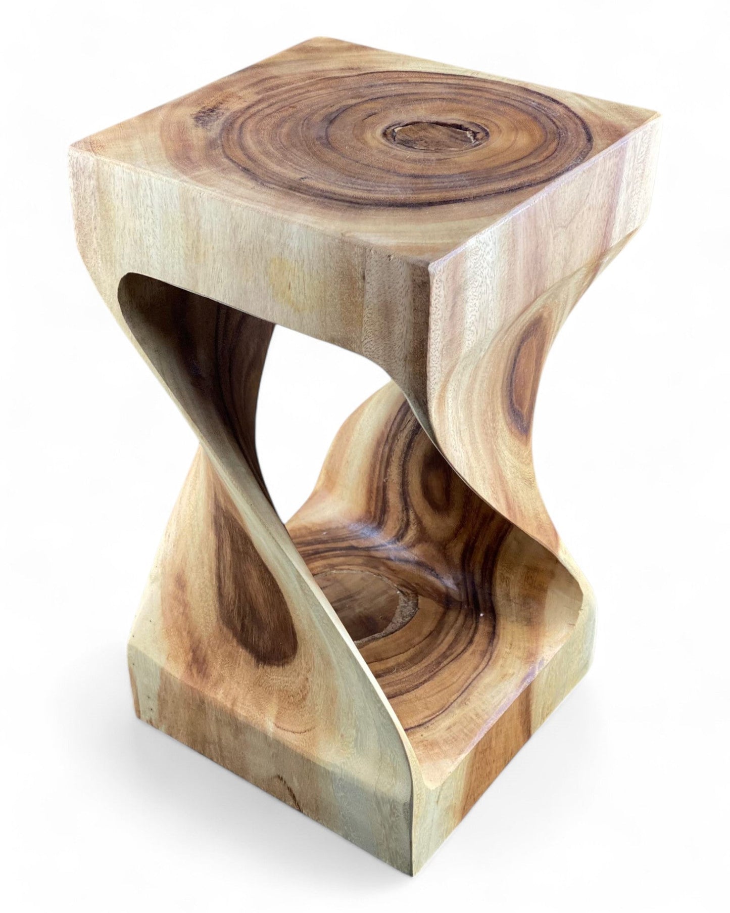 Holzhocker - Beistelltisch Blumenhocker Ablagetisch - Unikat Handgefertigt  - Gedreht aus massivem Samanholz - 50x28x28 cm