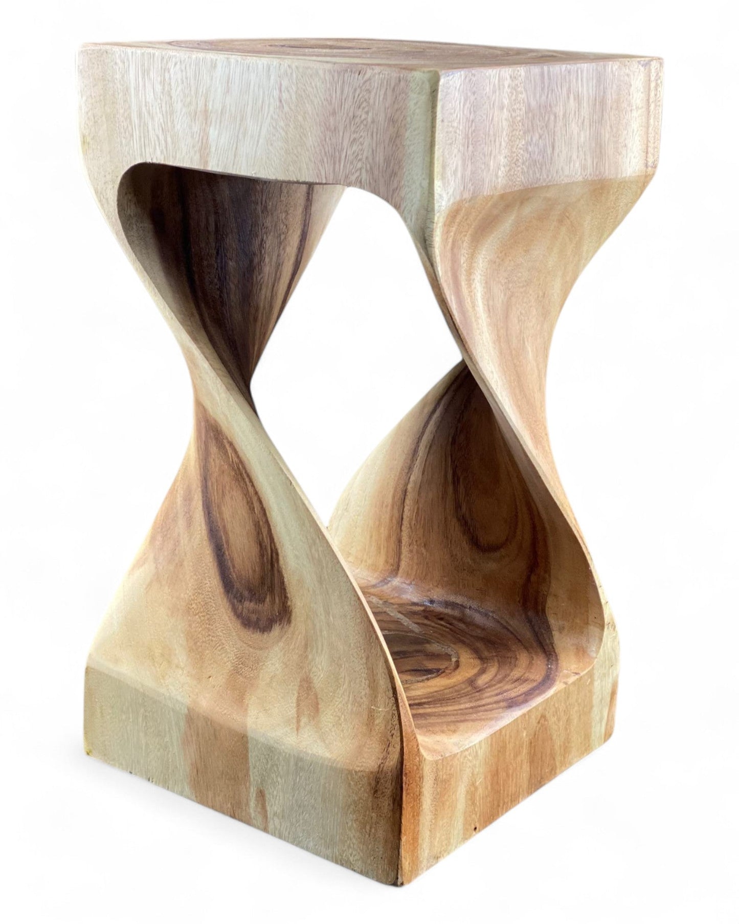 Holzhocker - Beistelltisch Blumenhocker Ablagetisch - Unikat Handgefertigt  - Gedreht aus massivem Samanholz - 50x28x28 cm
